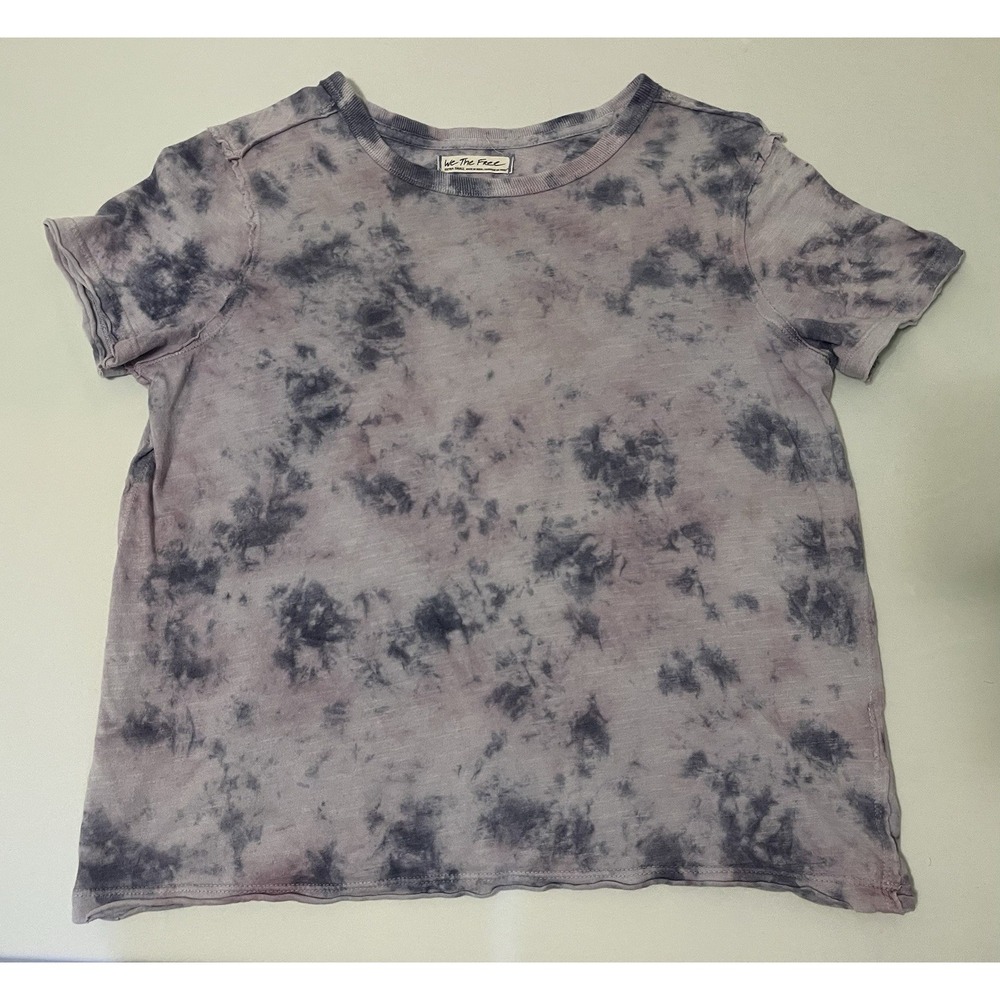 Women's Purple Free People Violet Combo Riptide‎ Tie Dye Print T-Shirt sz XS